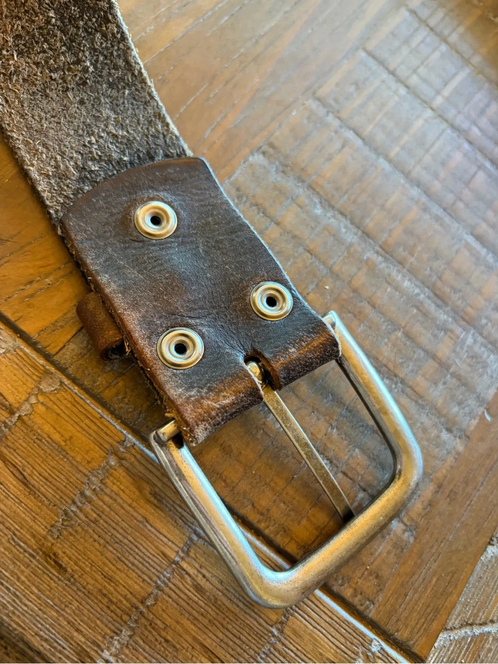 Men’s Solid Leather Belt Brown Distressed Heavy Duty Removable Buckle 46”